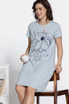Zivame Farm Lore Knit Cotton Knee Length Nightdress - Sky Blue — thumbnail 1